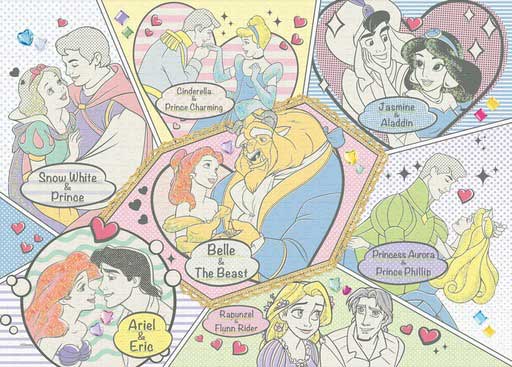 74-006(500片拼圖 布面寶石裝飾 迪士尼公主 情侶們