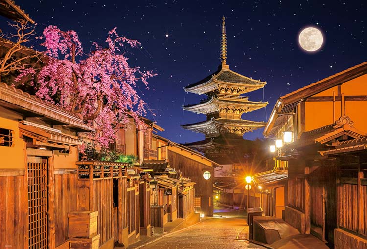 1000-056(1000片風景拼圖 京都 月夜的八坂塔 )
